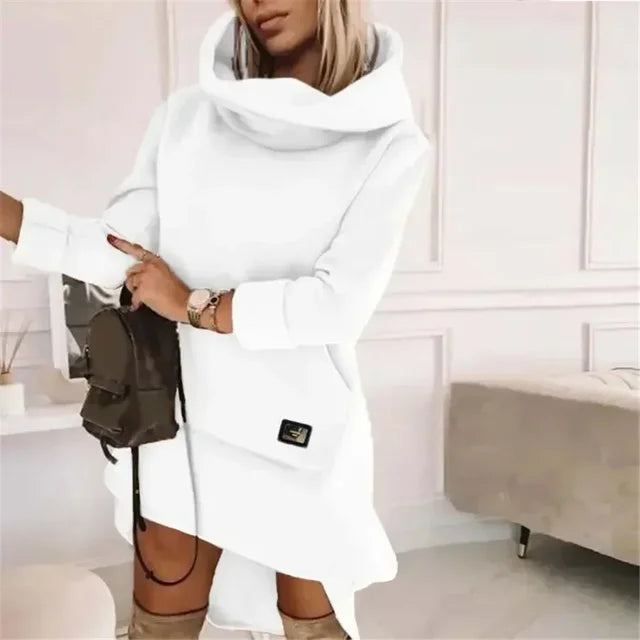 2024 Spring Women's Hoodies Dress Black Long Sleeeve white XL