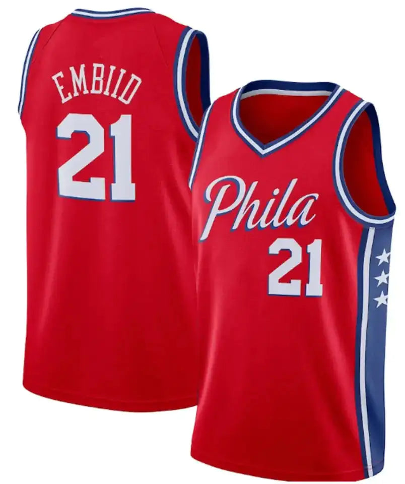 Men's Philadelphia 76ers Joel Embiid Jersey Red M