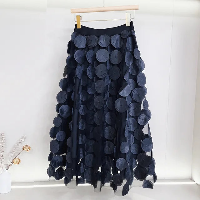 Polka Dot Tulle Mesh Skirt Black One Size