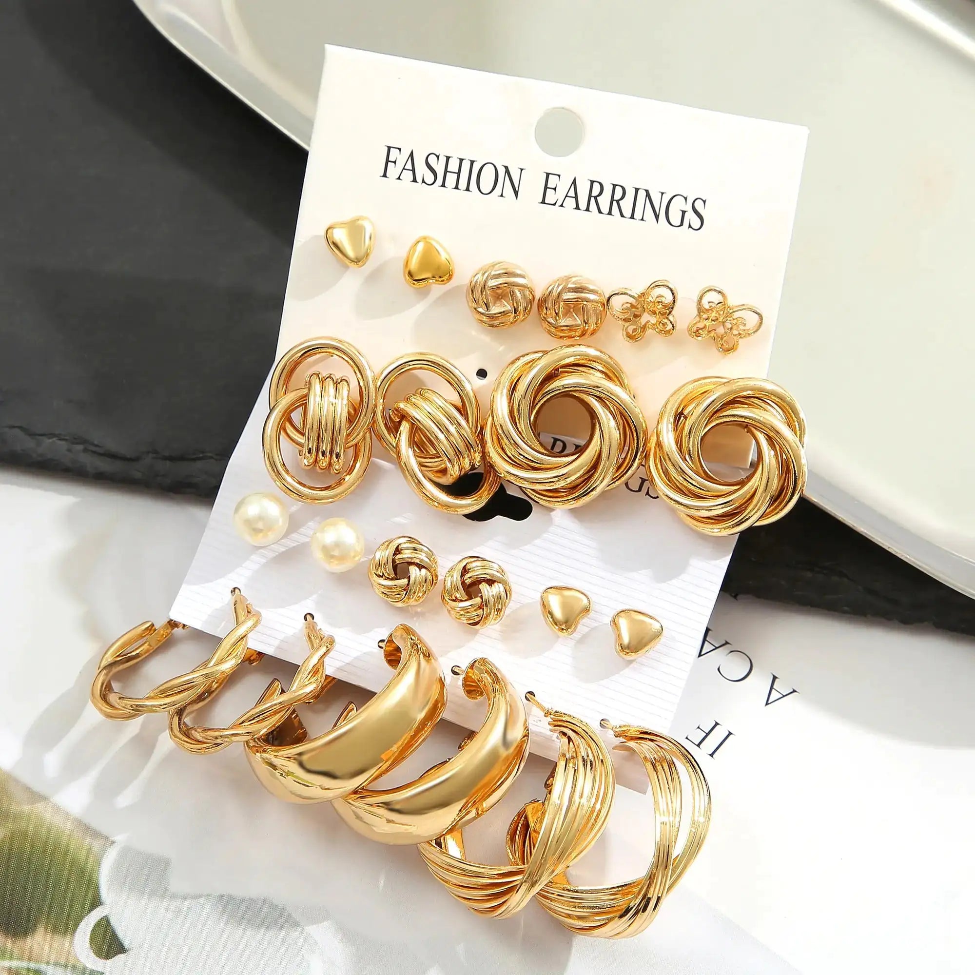 Fashion Zinc Alloy Faux Pearl Rotation Geometry Decorative Earrings