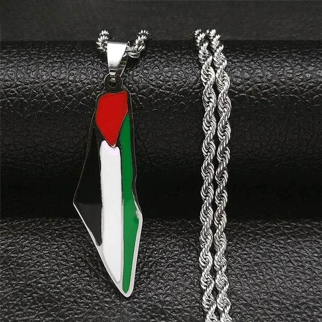 Palestine Stainless Steel Pendant Chain Necklace Sliver