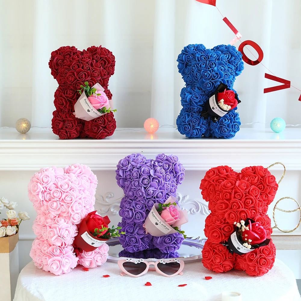 1/2pc 25cm Teddy Rose Bear with Bouquet