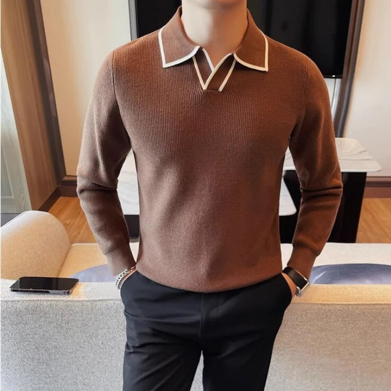 weaters/Male Slim Fit High Quality Leisure Pullover Men's Long-sleeved Sweater