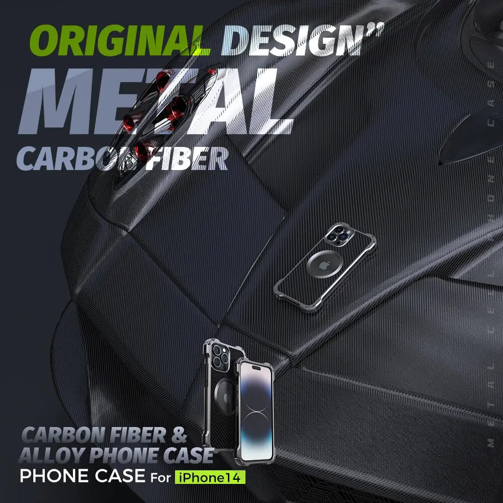 Heavy Duty Metal Carbon Fiber Phone Case For Iphone 12 13 14 15 Pro Max