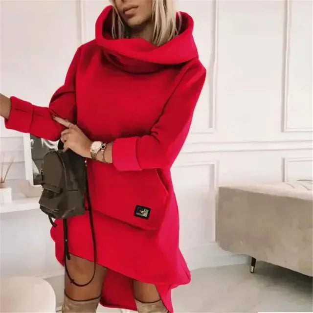 2024 Spring Women's Hoodies Dress Black Long Sleeeve red XL