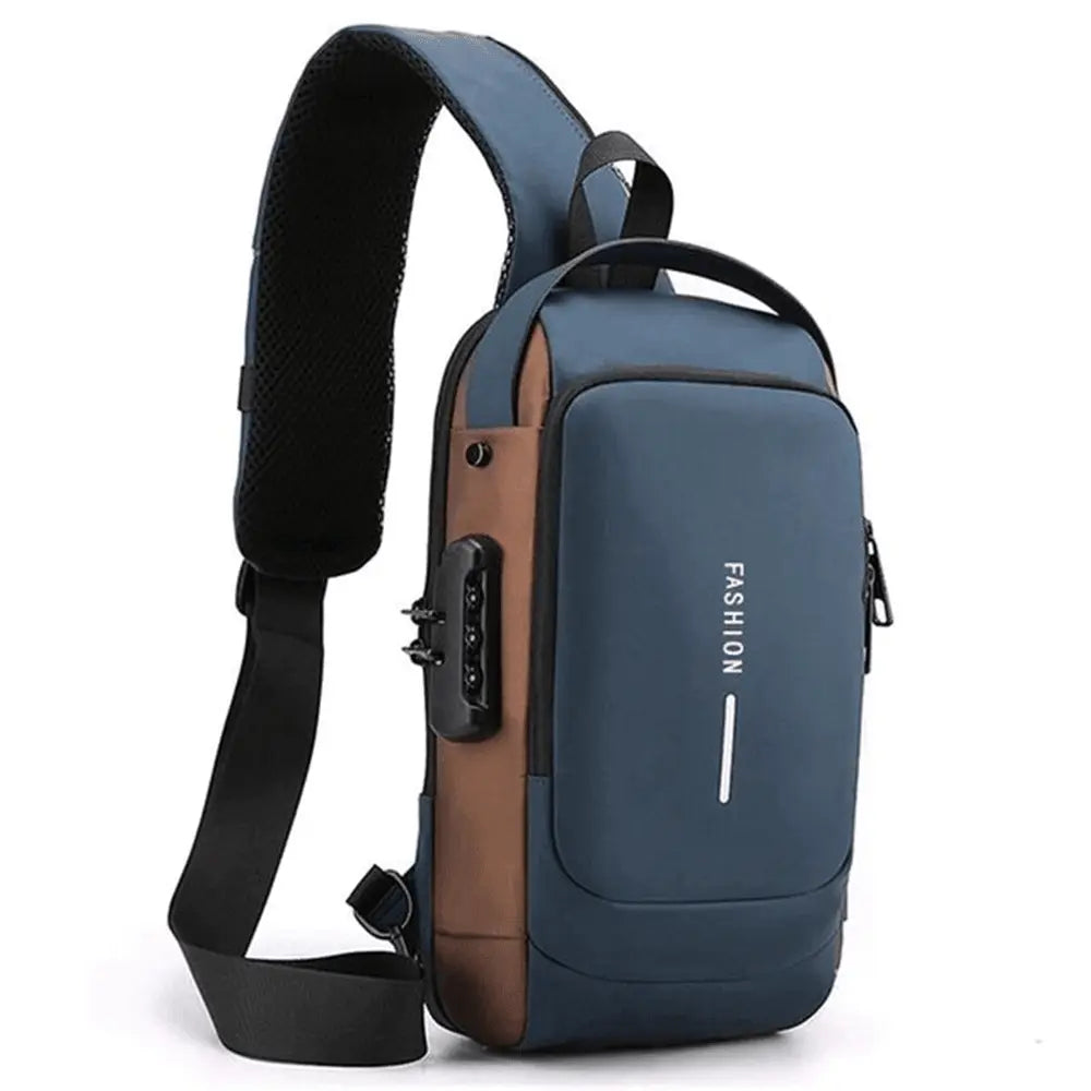 Shoulder bag with USB charging Blue