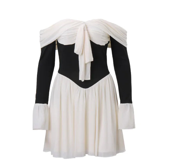 Yin & Yang Mini Dress Black White 2