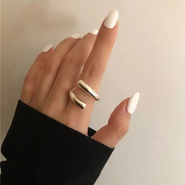 Sterling Silver Rings for Women Silver - Geometric Resizable