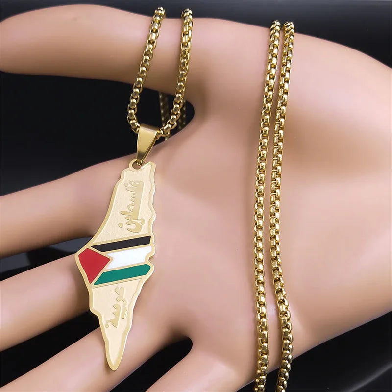 Palestine Stainless Steel Pendant Chain Necklace