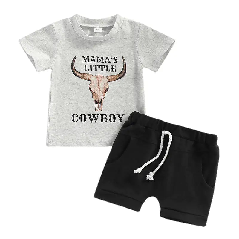 Casual Baby Boy Clothes Suit Cartoon Cow Print