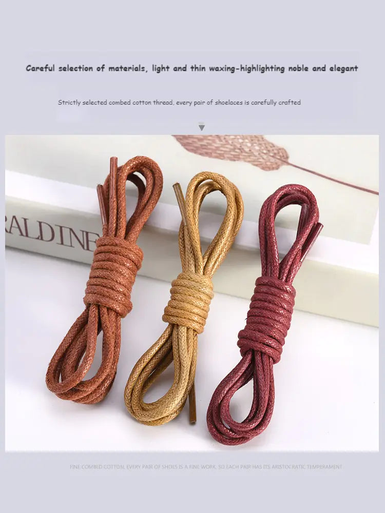 Cotton Waxed Round Shoelaces Set
