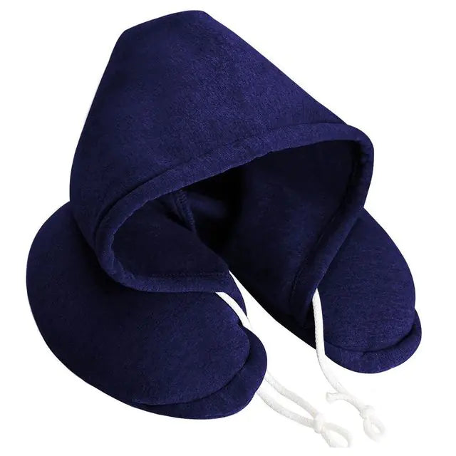 Hooded Travel Neck Pillow Blue