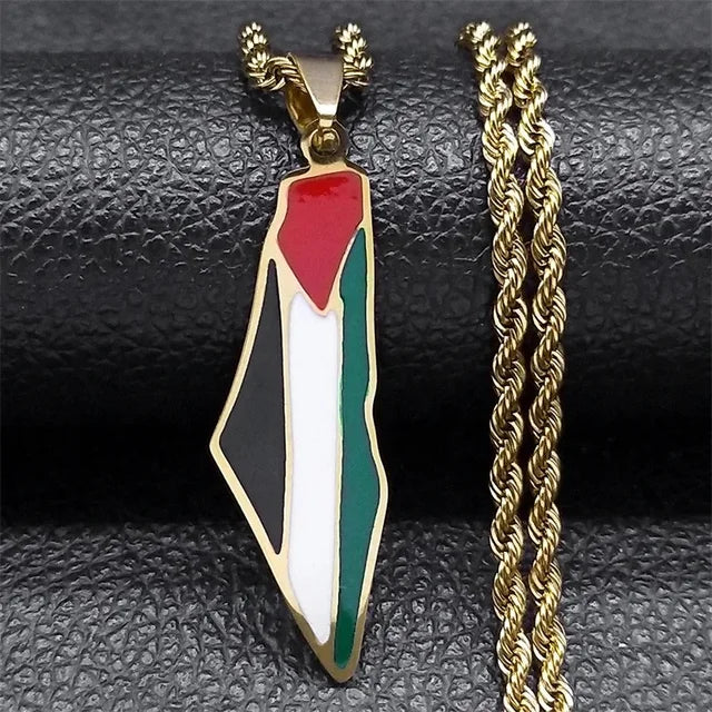 Palestine Stainless Steel Pendant Chain Necklace Gold