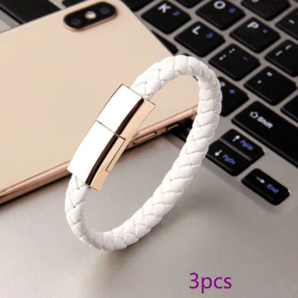 Armbandoplader USB- Bracelet Data Cable Apple interface Wit 3pcs