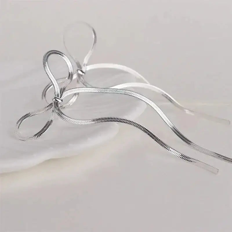 Bow Earrings Silver color