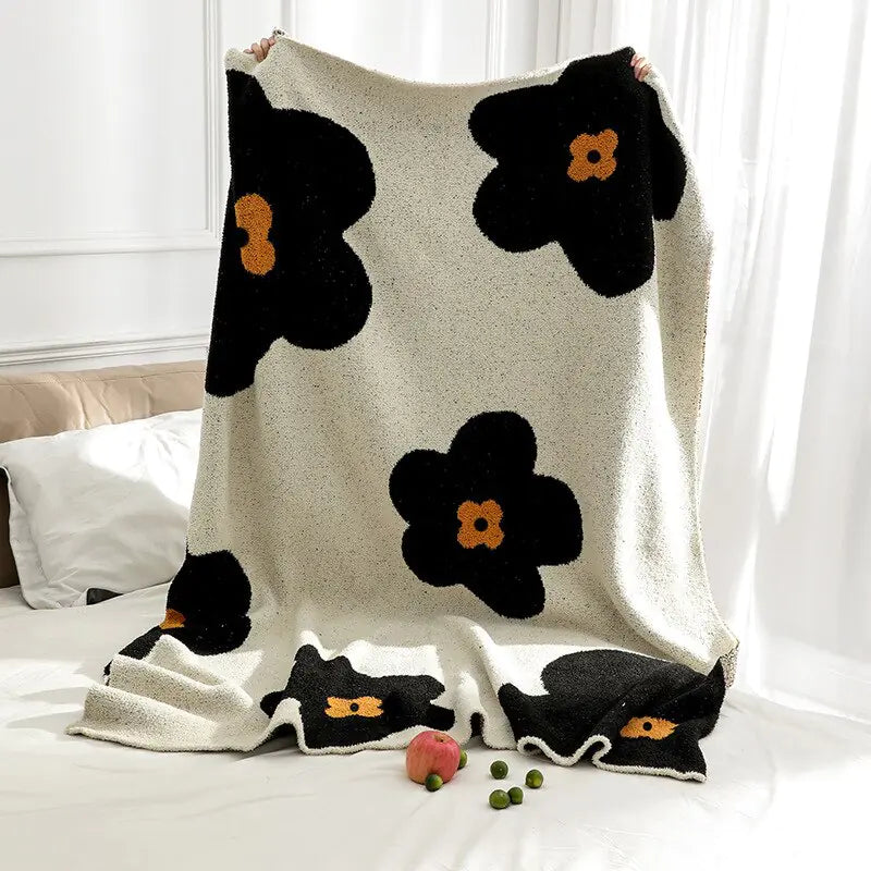 Korean Sunflower Velvet Knitted Blanket