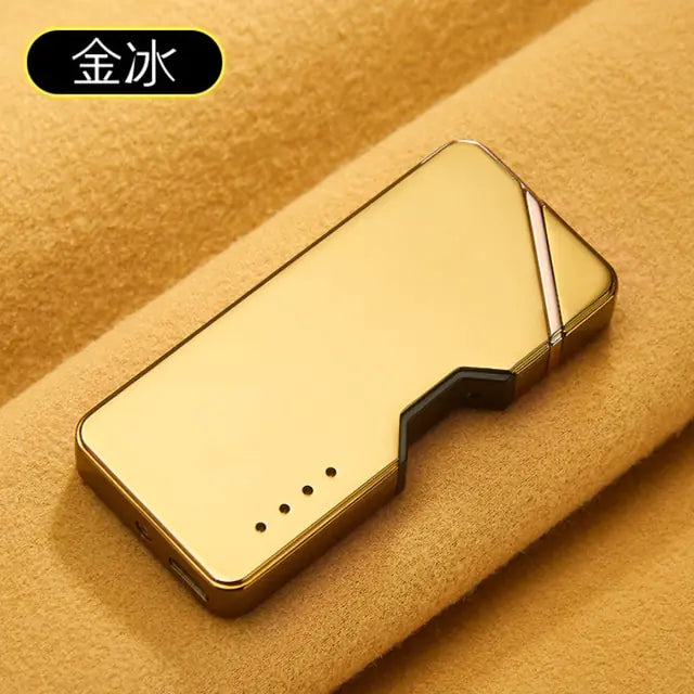 Windproof Rechargeable Flameless Lighters Polishing Gold