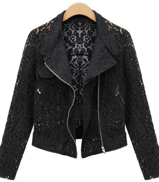 Autumn Lace Biker Jacket: High-Quality Black Extra Large