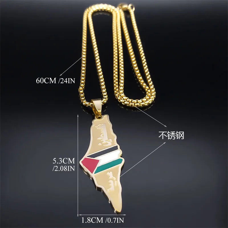Palestine Stainless Steel Pendant Chain Necklace