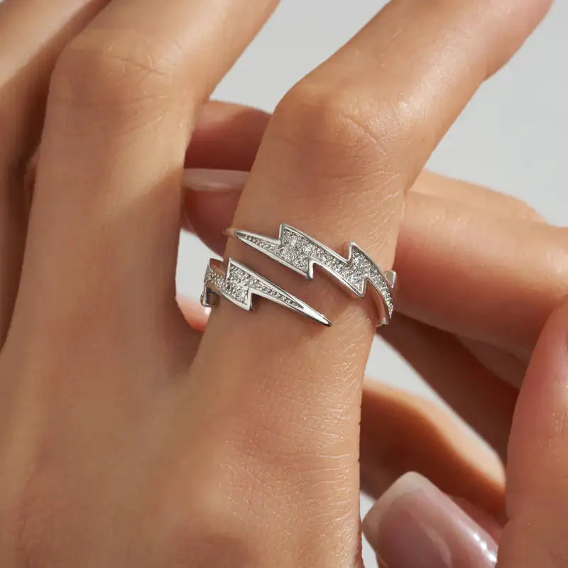 Adjustable Golden Zircon Female Wedding Ring Silver
