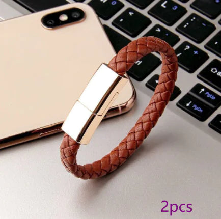 Armbandoplader USB- Bracelet Data Cable Apple interface Bruin 2pcs