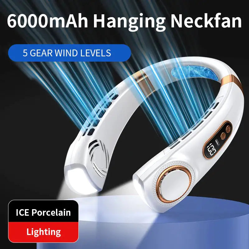 Neck Fan with LED Lights and Type-C Fast Charging