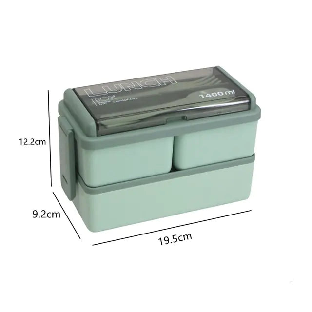 Double Layer Kids Lunch Box Green 1400ml